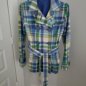 (EUC) Boden Plaid Double-breasted Peacoat (Size: 6)